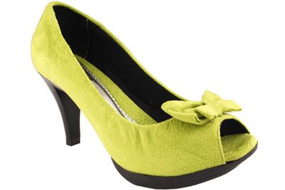 Peep Toe camurça verde neon