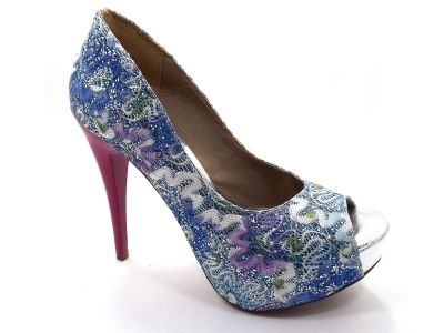 Peep Toe Azul Brilhante