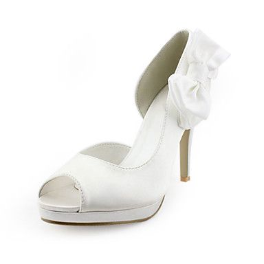 Peep Toe Branco Cetim com laço